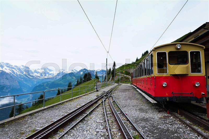 Cog train to Schynige Platte - Pure nature of Switzerland, stock photo