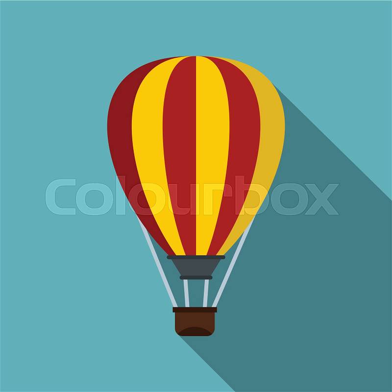 Hot air ballon icon. Flat illustration of hot air ballon vector icon for web isolated on light blue background, vector