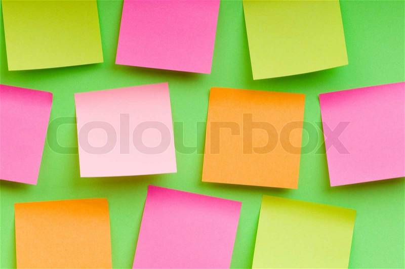 Reminder notes on the bright colorful paper, stock photo