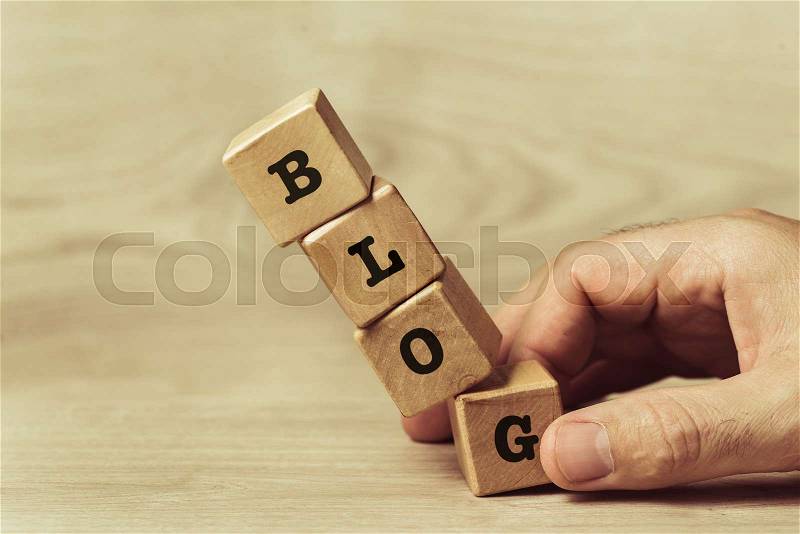 Fall wooden toy blocks with the word blog, stock photo