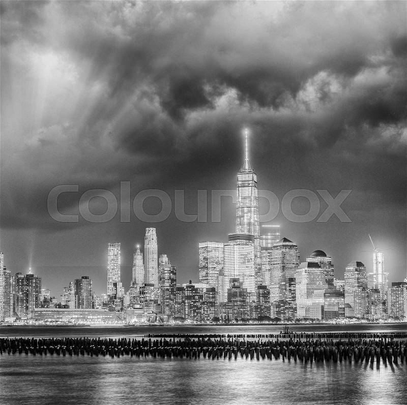 Black and white New York Skyline, stock photo