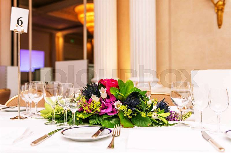 Image of a beautifully decorated wedding venue, stock photo