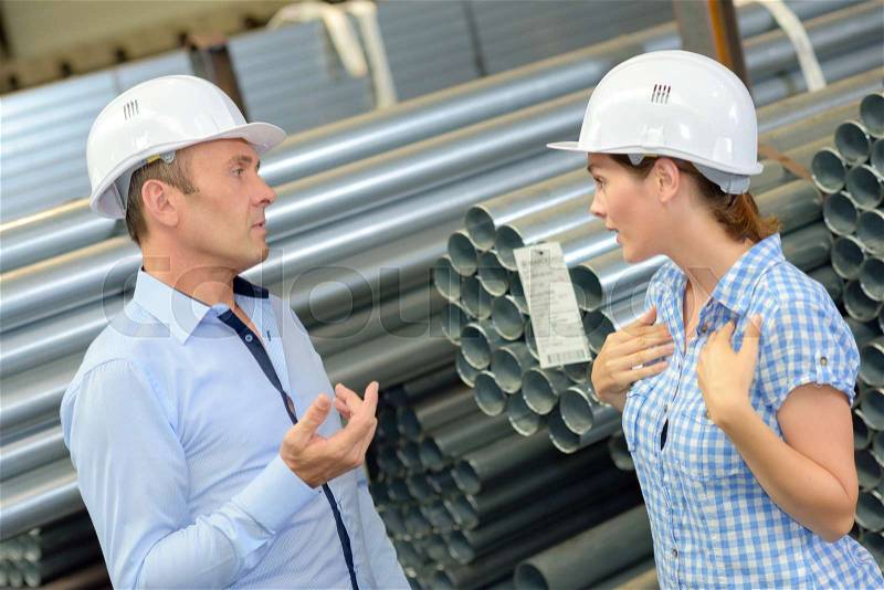Argument in the factory, stock photo