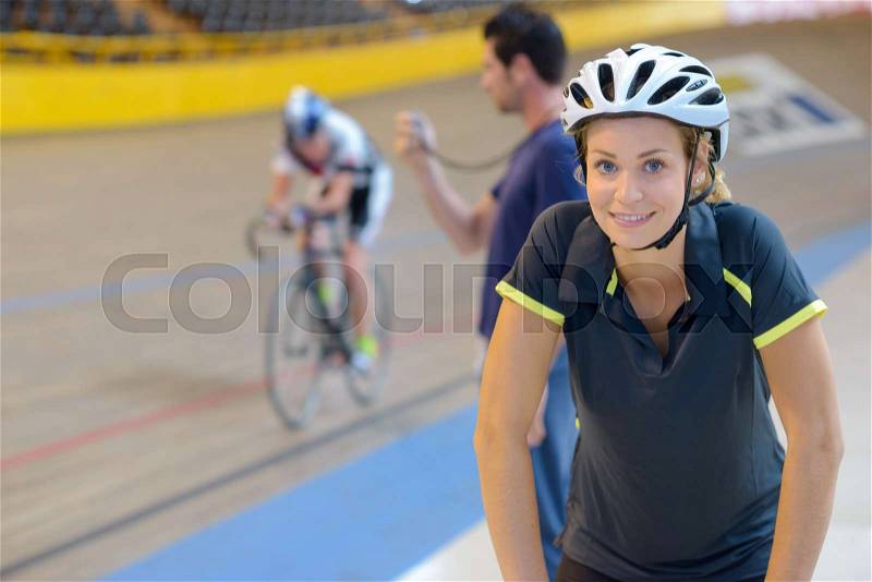 Preparing for the cycling competition, stock photo