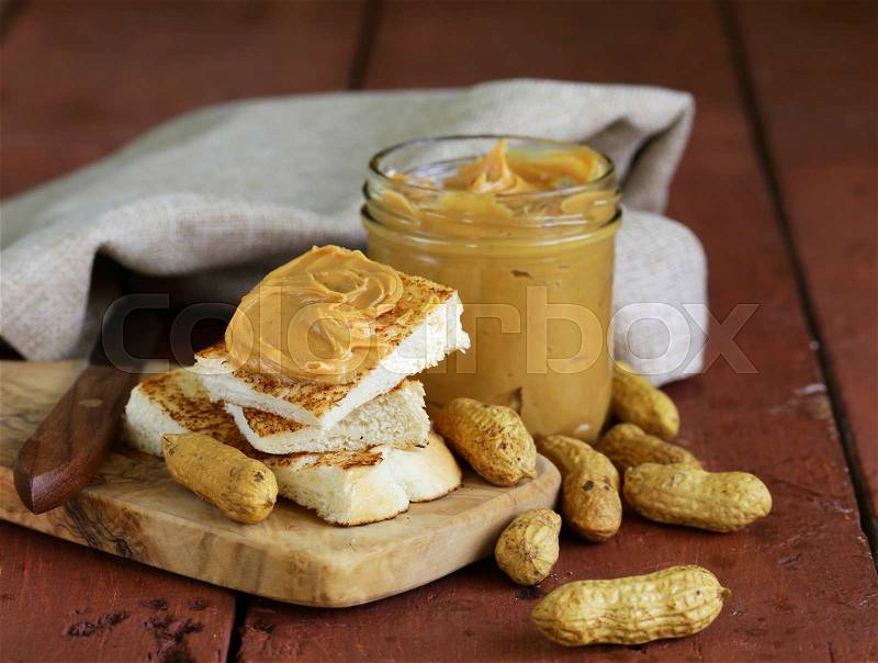 Natural peanut butter from organic peanut, stock photo