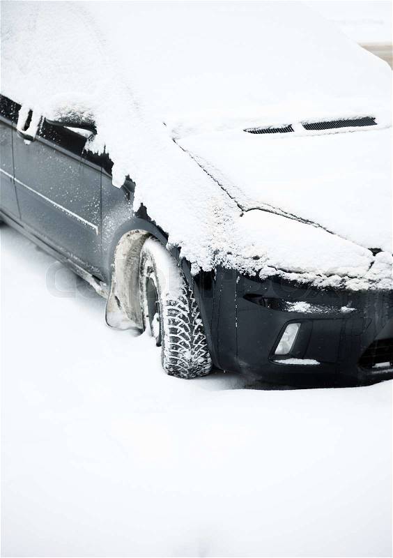 Winter urban concept(natural disaster, focus point selective on vehicle, stock photo