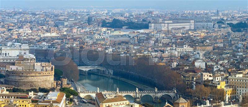 Rome city top panorama, Italy. All people are unrecognizable, stock photo