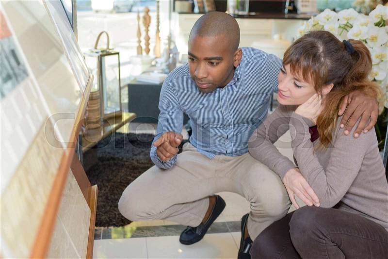 In the tile store, stock photo