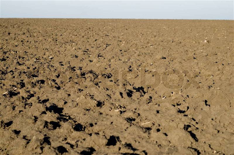 View to black earth field, stock photo