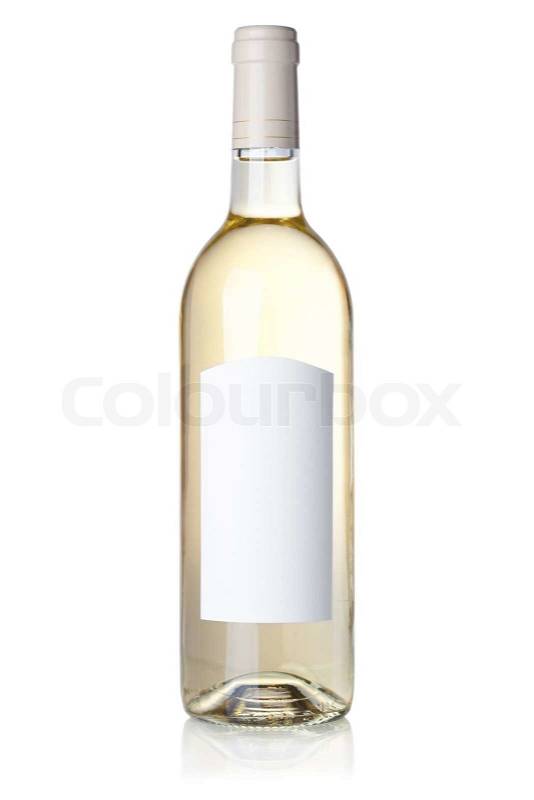 Wine collection - White wine in bottle with blank label Isolated on ...