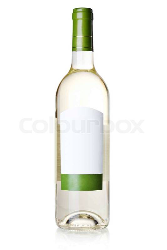 Wine collection - White wine in bottle with blank label Isolated on ...