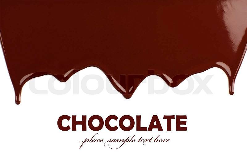 Dark sweet tasty chocolate border, liquid dropping brown background with text space, stock photo