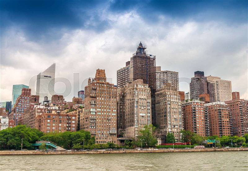 Midtown Manhattan buildings as seen from East River, stock photo