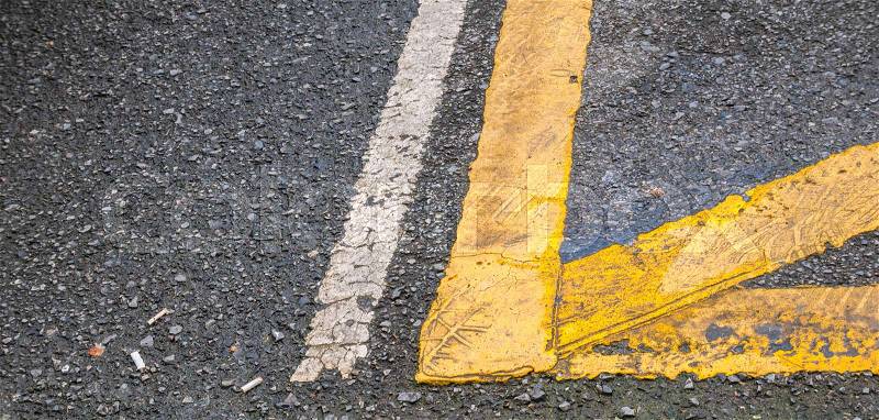 Yellow line on the road, stock photo