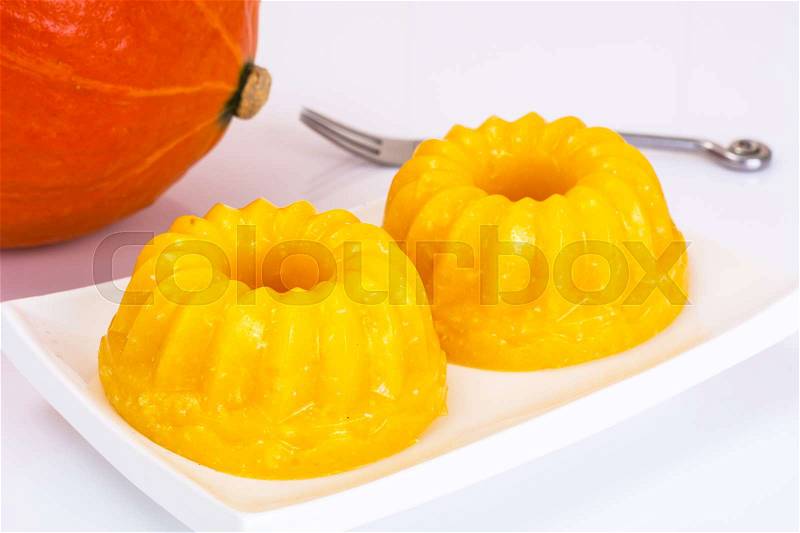 Gentle delicious sweet pumpkin jelly. Studio Photo, stock photo