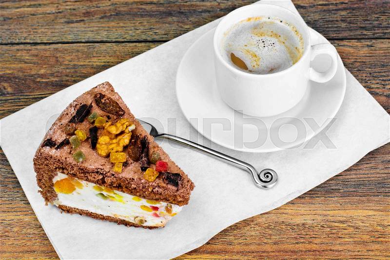 Homemade Cakes: Curd Jelly Cake on Plate. Studio Photo, stock photo