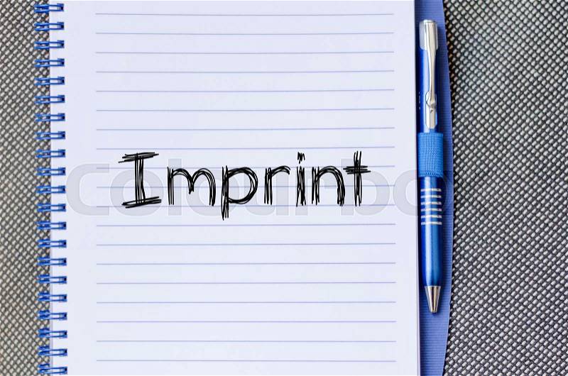 Imprint text concept write on notebook, stock photo