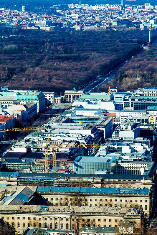 Aerial bird eye view of the city of Berlin Germany. Berlin skyline, stock photo