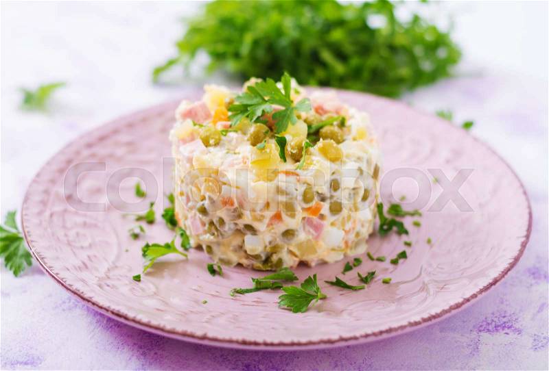 Traditional Russian salad \
