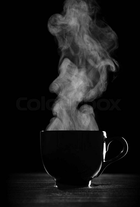 Black coffee cup with steam | Stock Photo | Colourbox