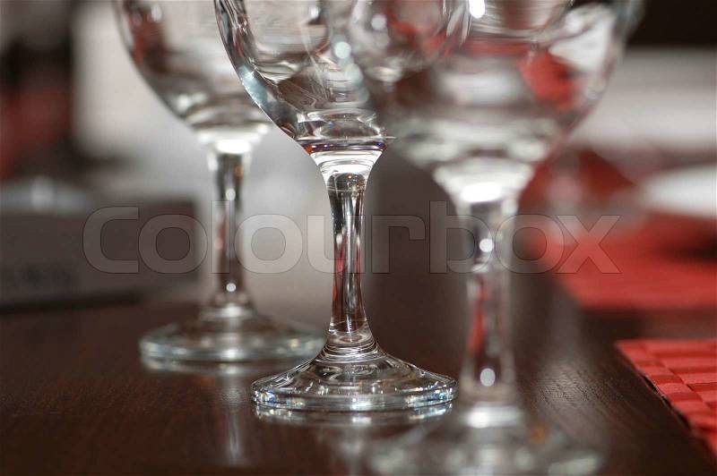 Three glasses on the table - shallow depth of field, stock photo