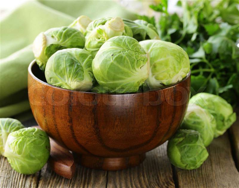 Fresh organic cabbage. Brussels sprouts. Healthy eating, stock photo