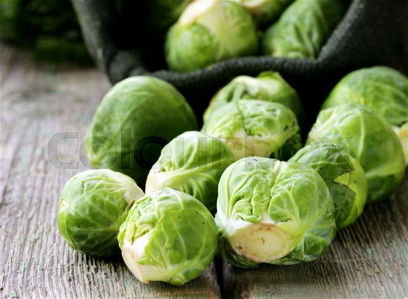 Fresh organic cabbage. Brussels sprouts. Healthy eating, stock photo