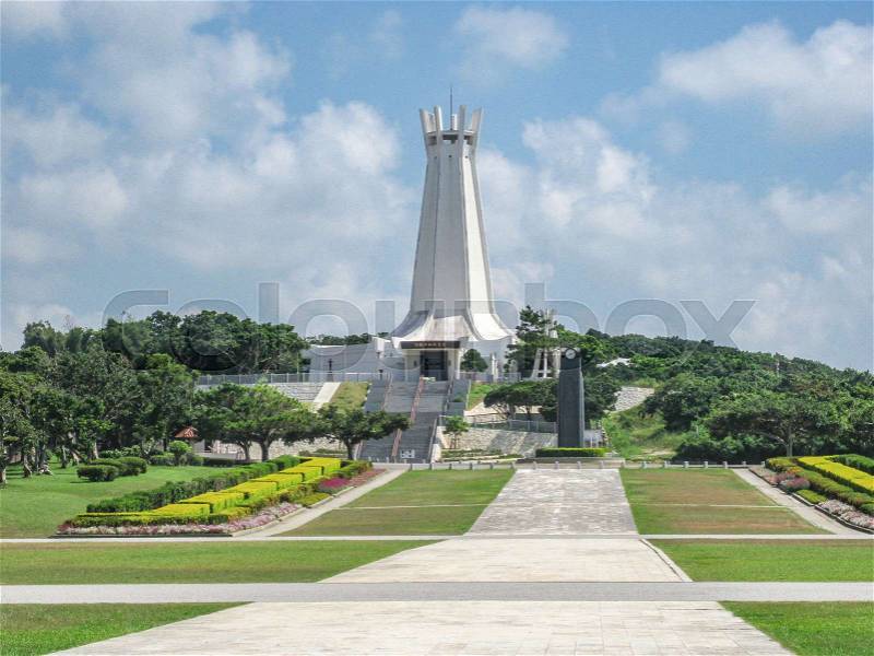 The tower at Okinawa Prefectural Peace Memorial Museum, stock photo