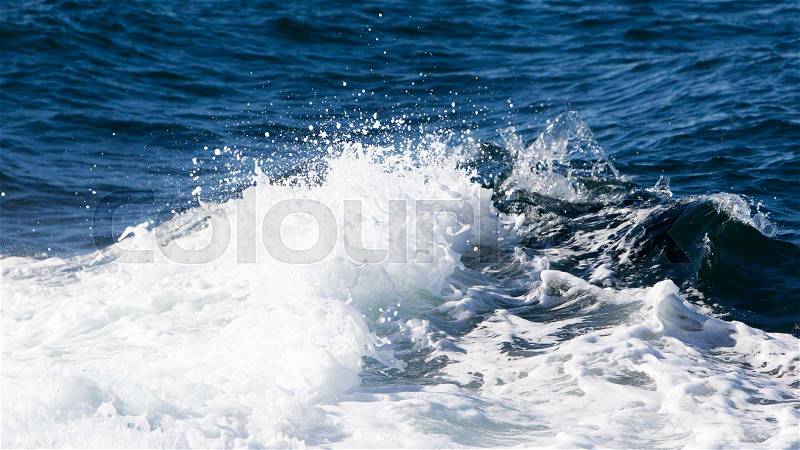Wave of a ferry ship on the open ocean (Atlantic Ocean, Iceland), stock photo