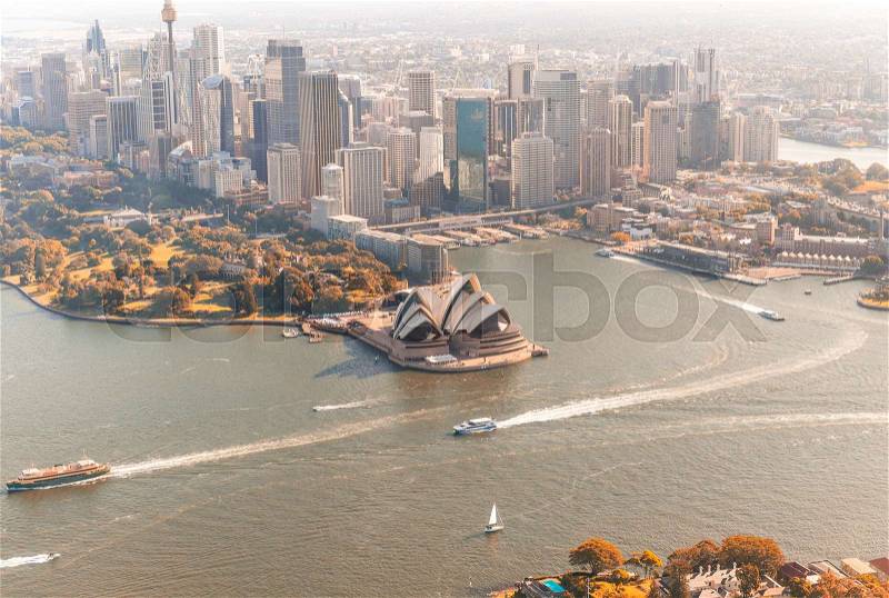 Magnificent Sydney aerial skyline, stock photo