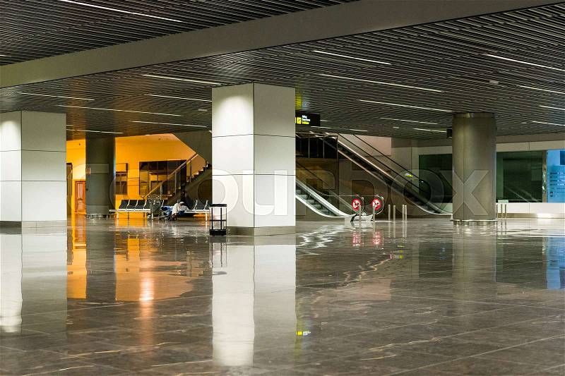 Empty airport lobby, stock photo
