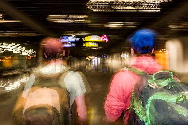 How it feels to go through an endless airport, stock photo
