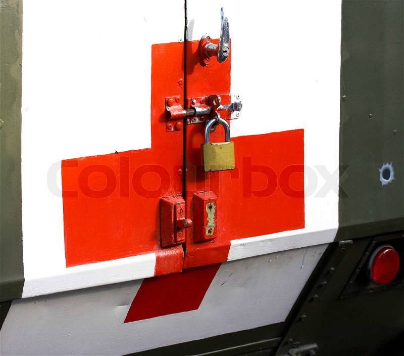 Old Military Red Cross Ambulance, stock photo