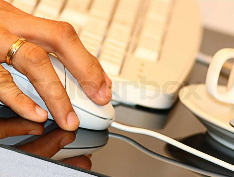 Using A Computer For Browsing Internet And Checking Email, stock photo