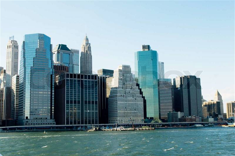 New York city panorama with tall skyscrapers, stock photo
