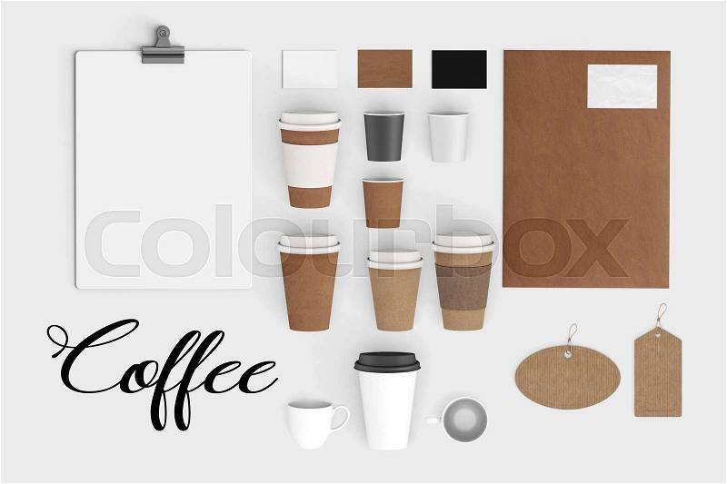 Coffee cup mock up for identity branding from top view, stock photo