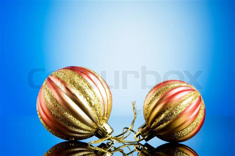 Christmas decoration on the reflective background - holiday concept, stock photo