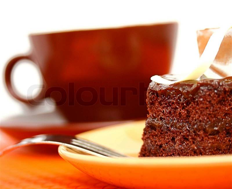 Delicious Piece Of Chocolate Cake To Eat With A Morning Coffee, stock photo