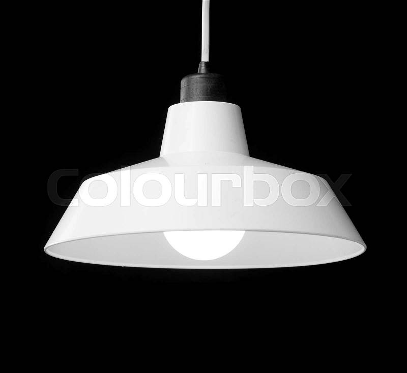 Hanging lamp, isolated on black background, stock photo