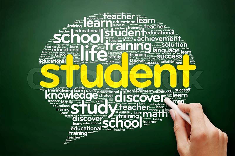 STUDENT Think Bubble word cloud, education concept on blackboard, stock photo