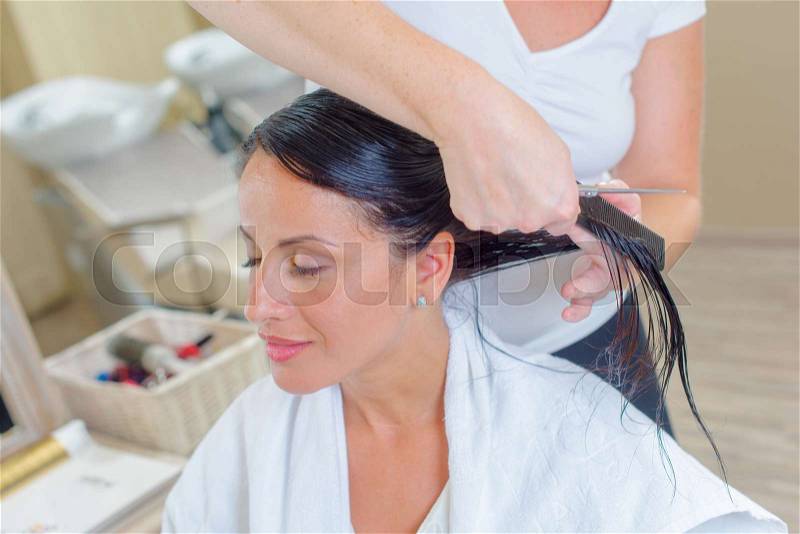Woman in salon, stock photo