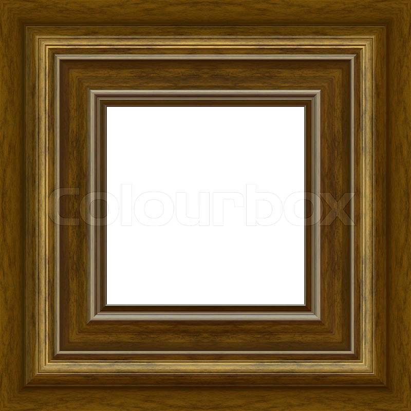 A fancy wooden photo frame border with copy spaceClipping path is included for the white center area, stock photo