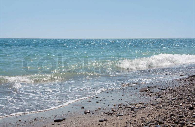 Blue sea and sky. Bright summer day. Black Sea, Yalta, Crimea, Ukraine, stock photo