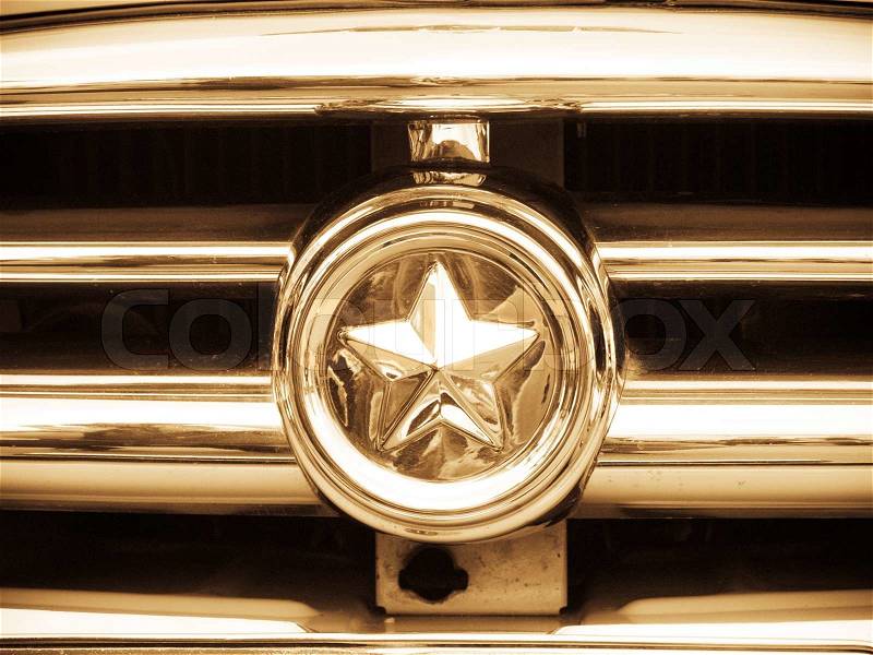 Soviet star on antique car grill, stock photo