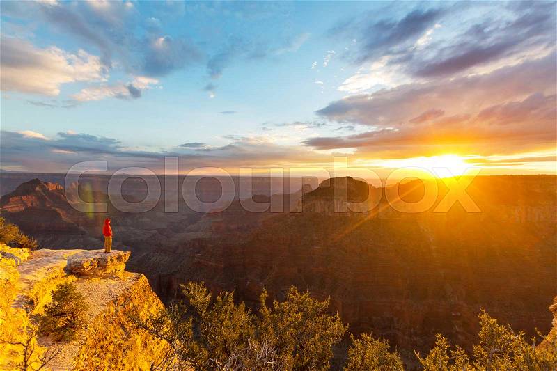 Hike in Grand Canyon National Park, stock photo