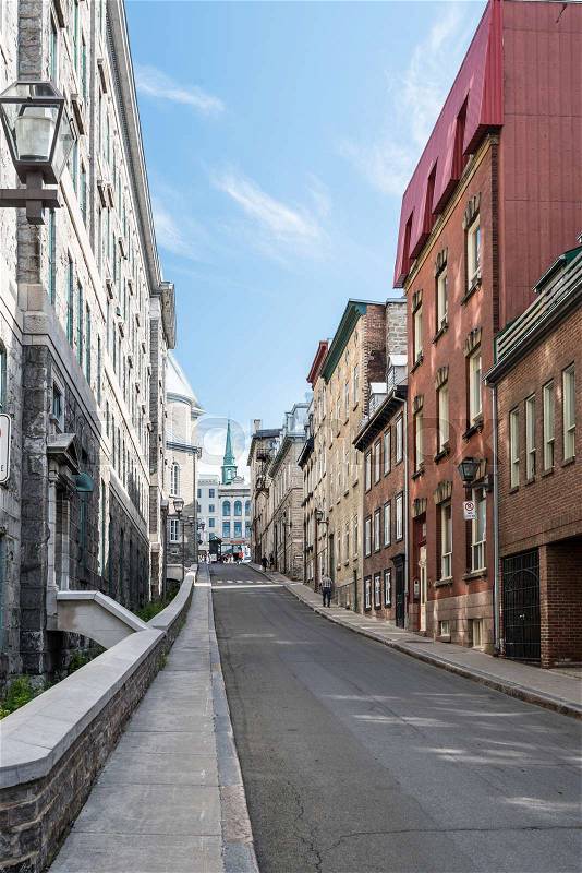 City Street in Quebec City, Quebec, Canada, stock photo
