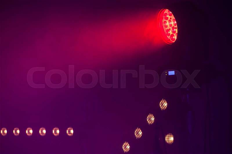 Red LED Spot light, stage illumination equipment, stock photo