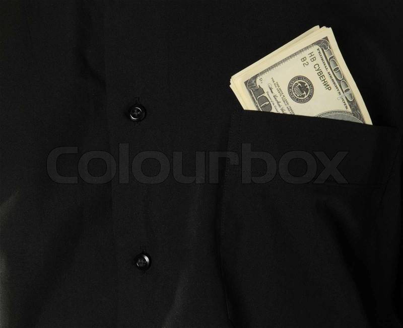 Dollars in pocket of coat background or texture, stock photo