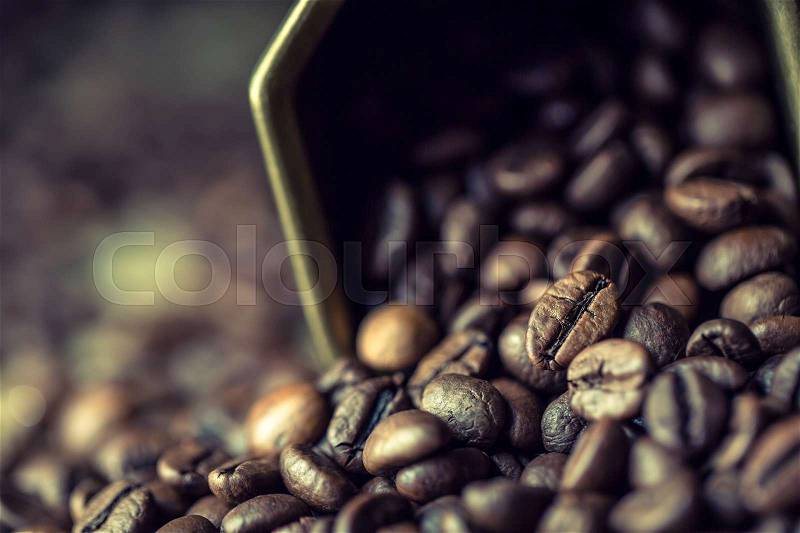 Coffee. Coffee beans.Spilled coffee beans, stock photo