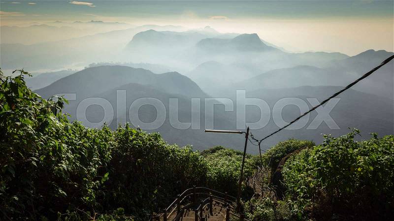 Walking down Adam\'s Peak on Sri Lanka\\ , stock photo